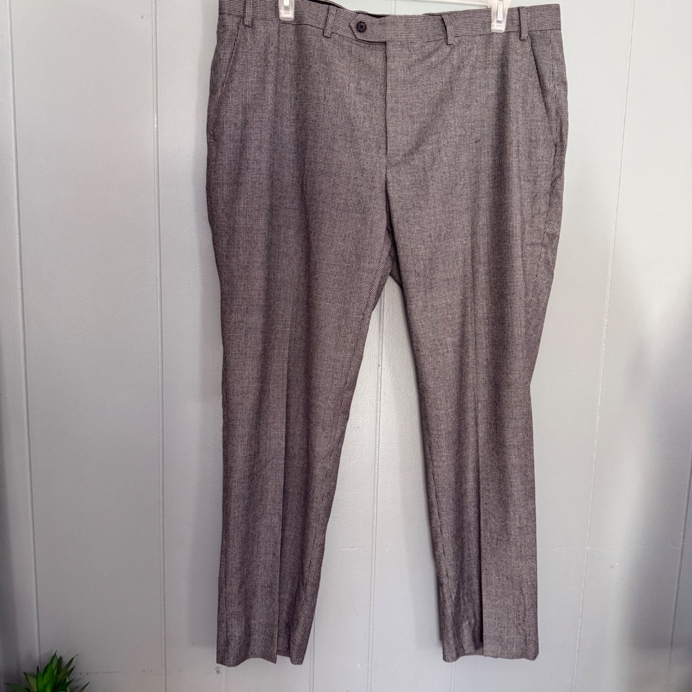 Lauren Ralph Lauren Mens 40x30 Gray Houndstooth Wool Dress Pants Preppy Academia